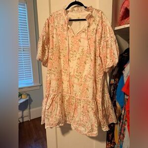 Umgee Floral Pink and Cream Mini Dress